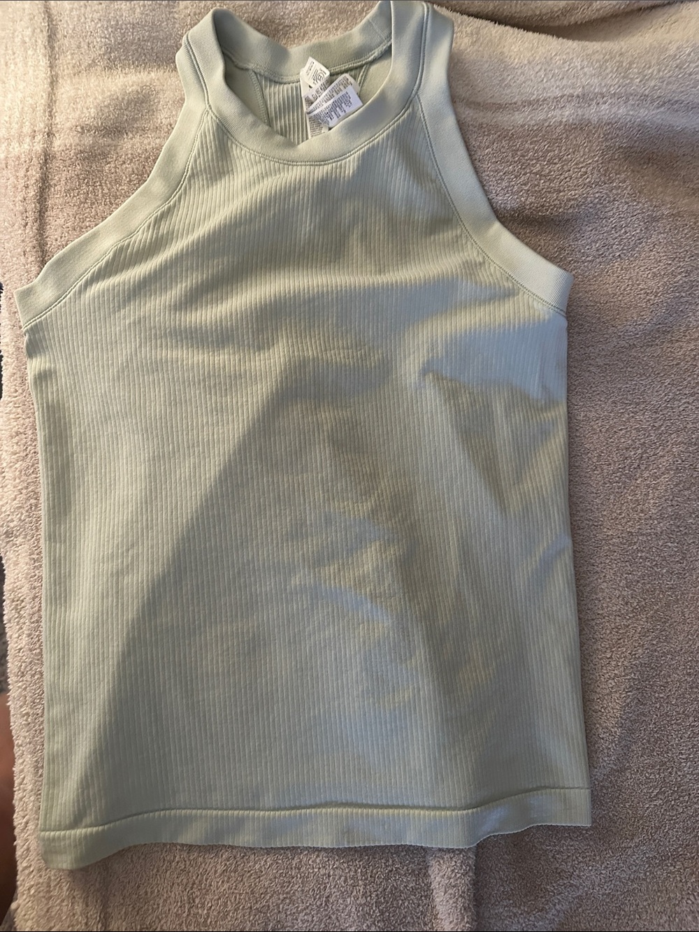 Athleta Ribbed High-Neck Tank Top — Sage Green. Medium EUC